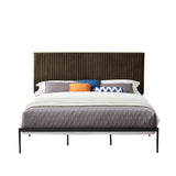 Modern Style Velvet Upholstered Platform Bed, Strong Metal Frame, Easy Assembly, King Size