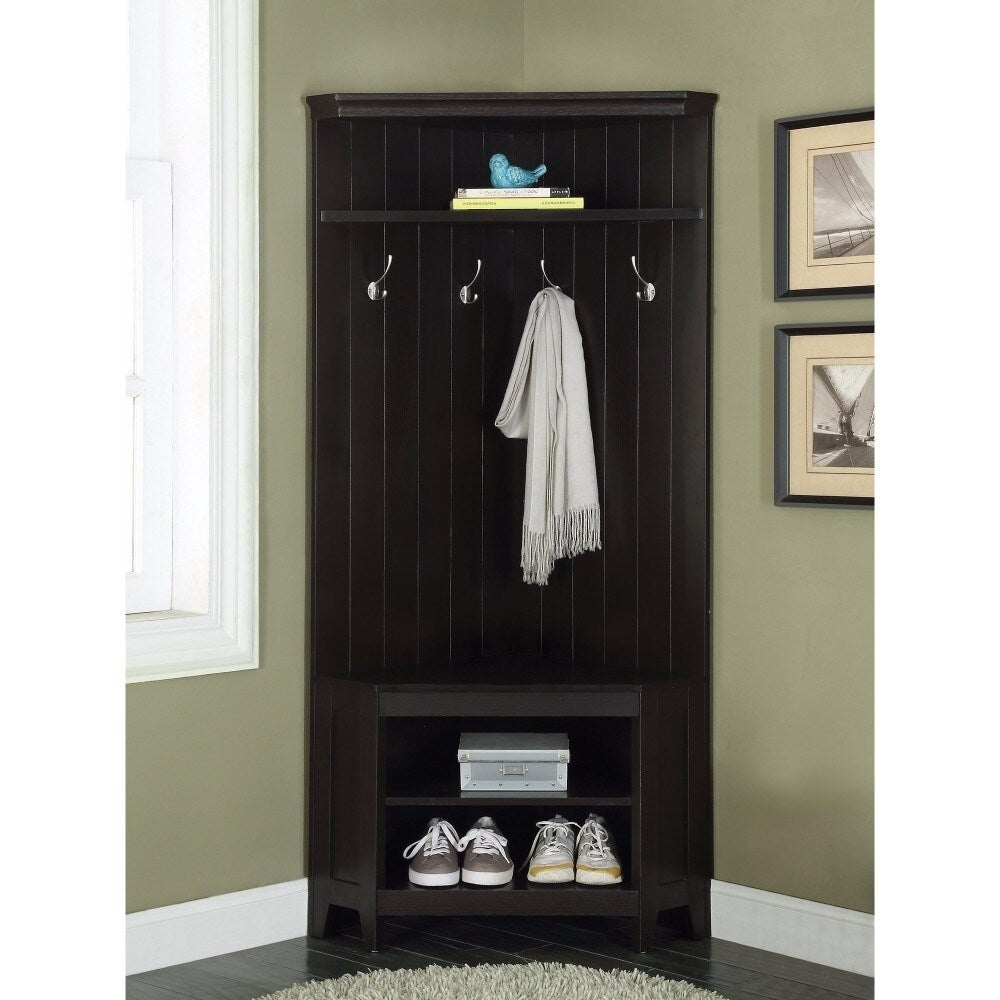 Modern Style Wooden Hall Tree, Brown