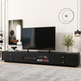 Modern TV Stand Media Console Cabinets w/ Fluted Glass Doors for TVs Up to 90'', TV Cabinet Entertainment Center w/ 4 Drawers