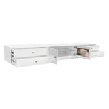 Modern TV Stand Media Console Cabinets w/ Fluted Glass Doors for TVs Up to 90'', TV Cabinet Entertainment Center w/ 4 Drawers