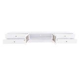 Modern TV Stand Media Console Cabinets w/ Fluted Glass Doors for TVs Up to 90'', TV Cabinet Entertainment Center w/ 4 Drawers