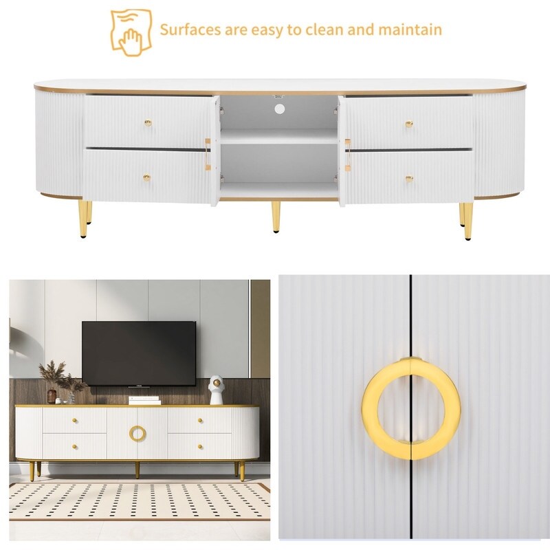 Modern TV Stand for TVs up to 80 Inches, Entertainment Center , Wood TV Console Table