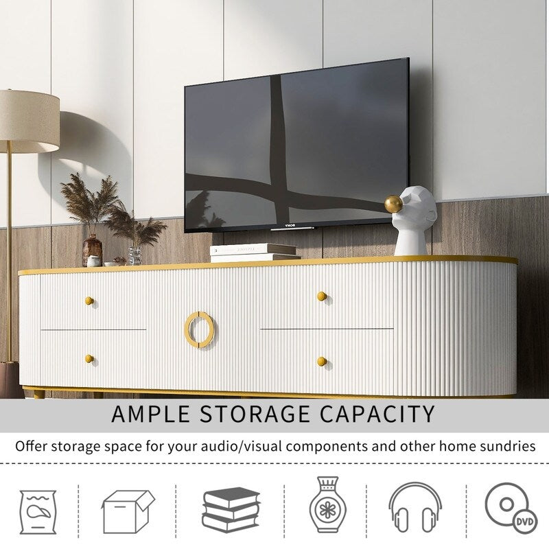 Modern TV Stand for TVs up to 80 Inches, Entertainment Center , Wood TV Console Table