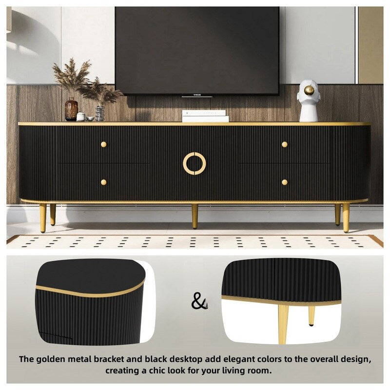 Modern TV Stand for TVs up to 80 Inches, Entertainment Center , Wood TV Console Table