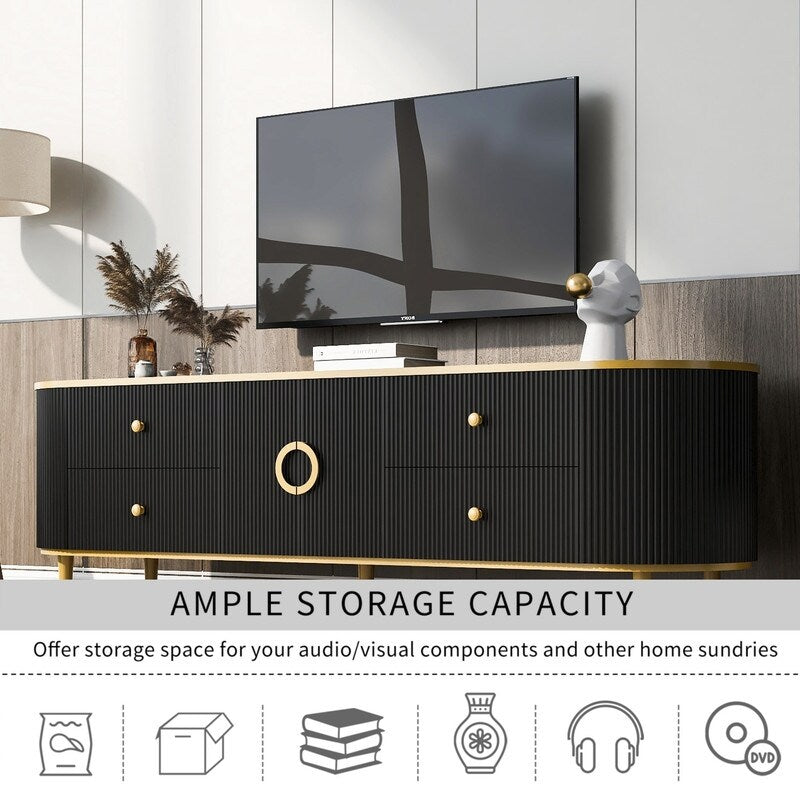 Modern TV Stand for TVs up to 80 Inches, Entertainment Center , Wood TV Console Table