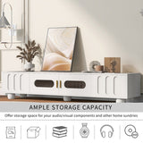 Modern TV Stand for TVs up to 80 Inches, Entertainment Center with Glass Door, Wood TV Storage Cabinet