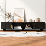 Modern TV Stand for TVs up to 80 Inches, Entertainment Center with Glass Door, Wood TV Storage Cabinet