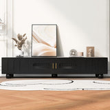 Modern TV Stand for TVs up to 80 Inches, Entertainment Center with Glass Door, Wood TV Storage Cabinet