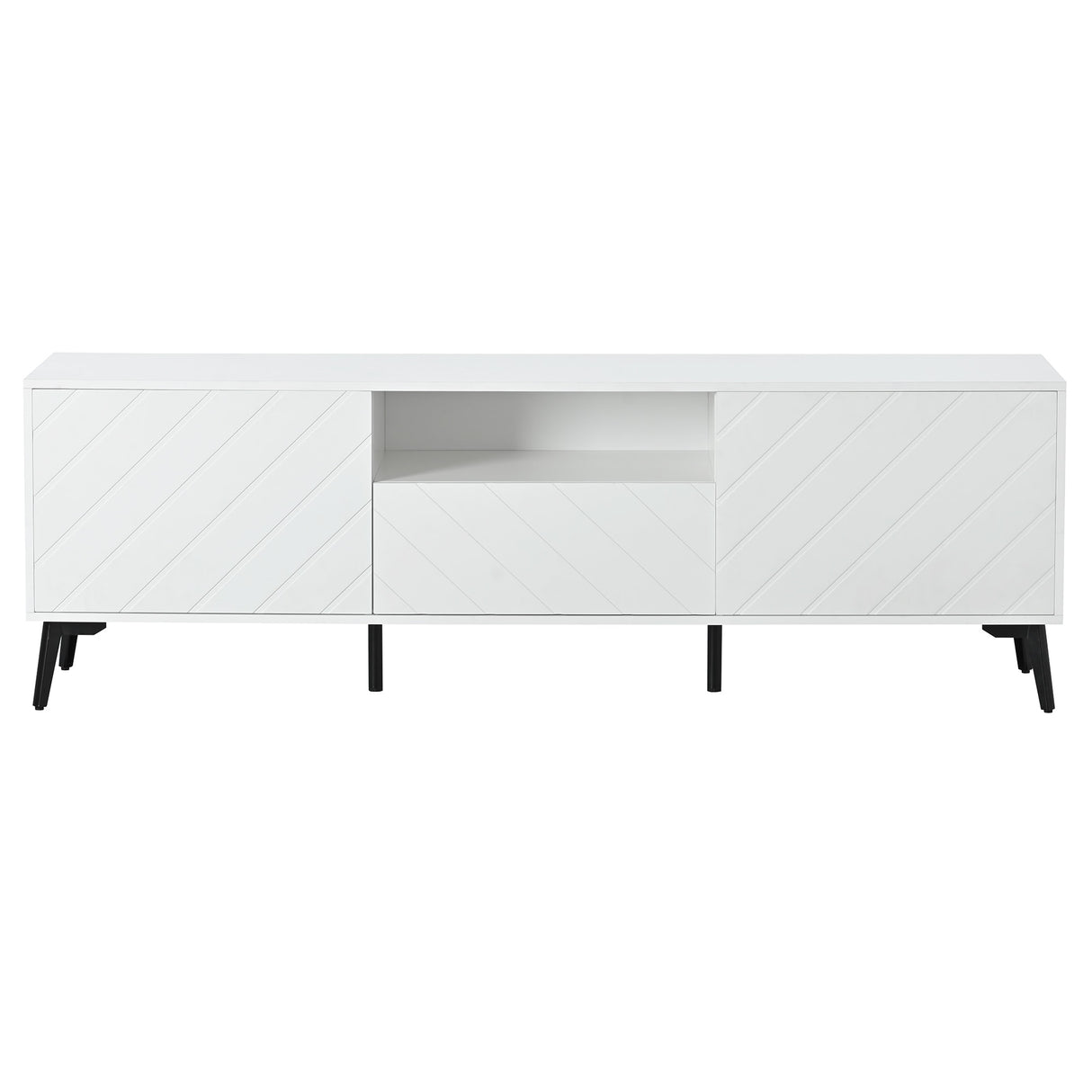 Modern TV Stand with Adjustable Shelves,1 Drawer and Open Shelf for 70 inch TV