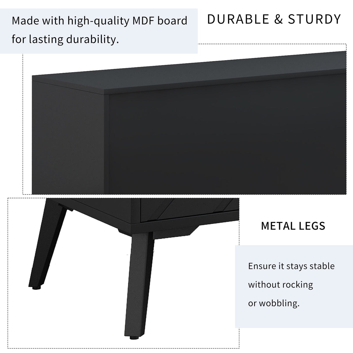 Modern TV Stand with Adjustable Shelves,1 Drawer and Open Shelf for 70 inch TV