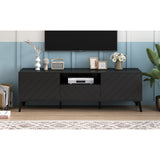 Modern TV Stand with Adjustable Shelves,1 Drawer and Open Shelf for 70 inch TV