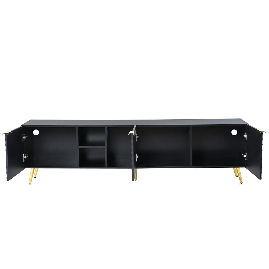 Modern TV Stands with Gold Accents, Fits TVs Up to 80'', White/Black