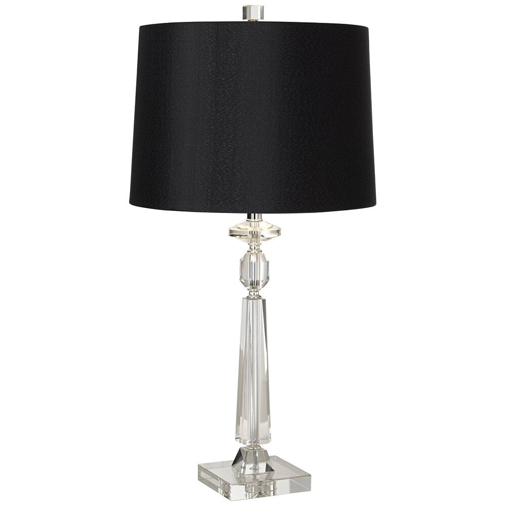Modern Table Lamp 26 1/2" High Crystal Column Black Shade Bedroom - 14" x 26"