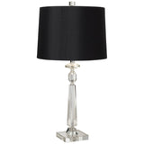 Modern Table Lamp 26 1/2" High Crystal Column Black Shade Bedroom - 14" x 26"