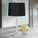 Modern Table Lamp 26 1/2" High Crystal Column Black Shade Bedroom - 14" x 26"