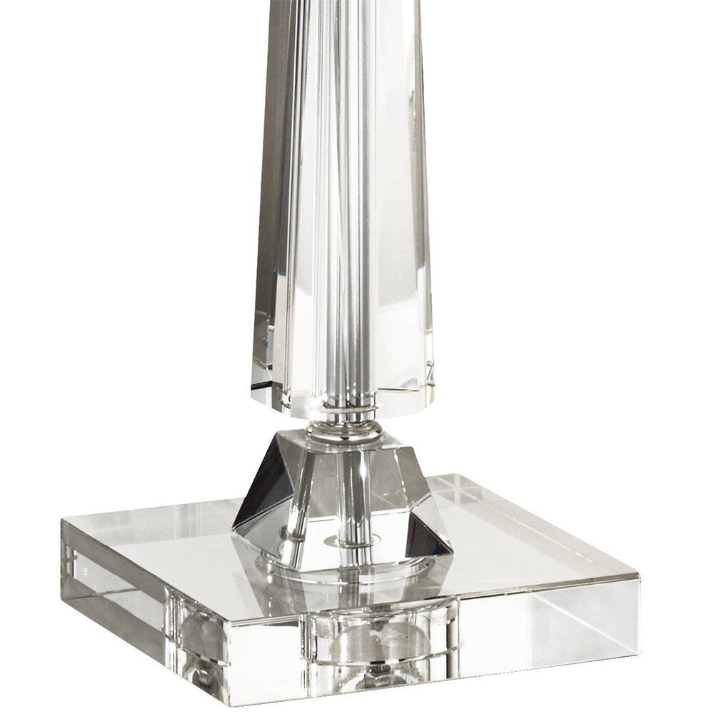 Modern Table Lamp 26 1/2" High Crystal Column Black Shade Bedroom - 14" x 26"