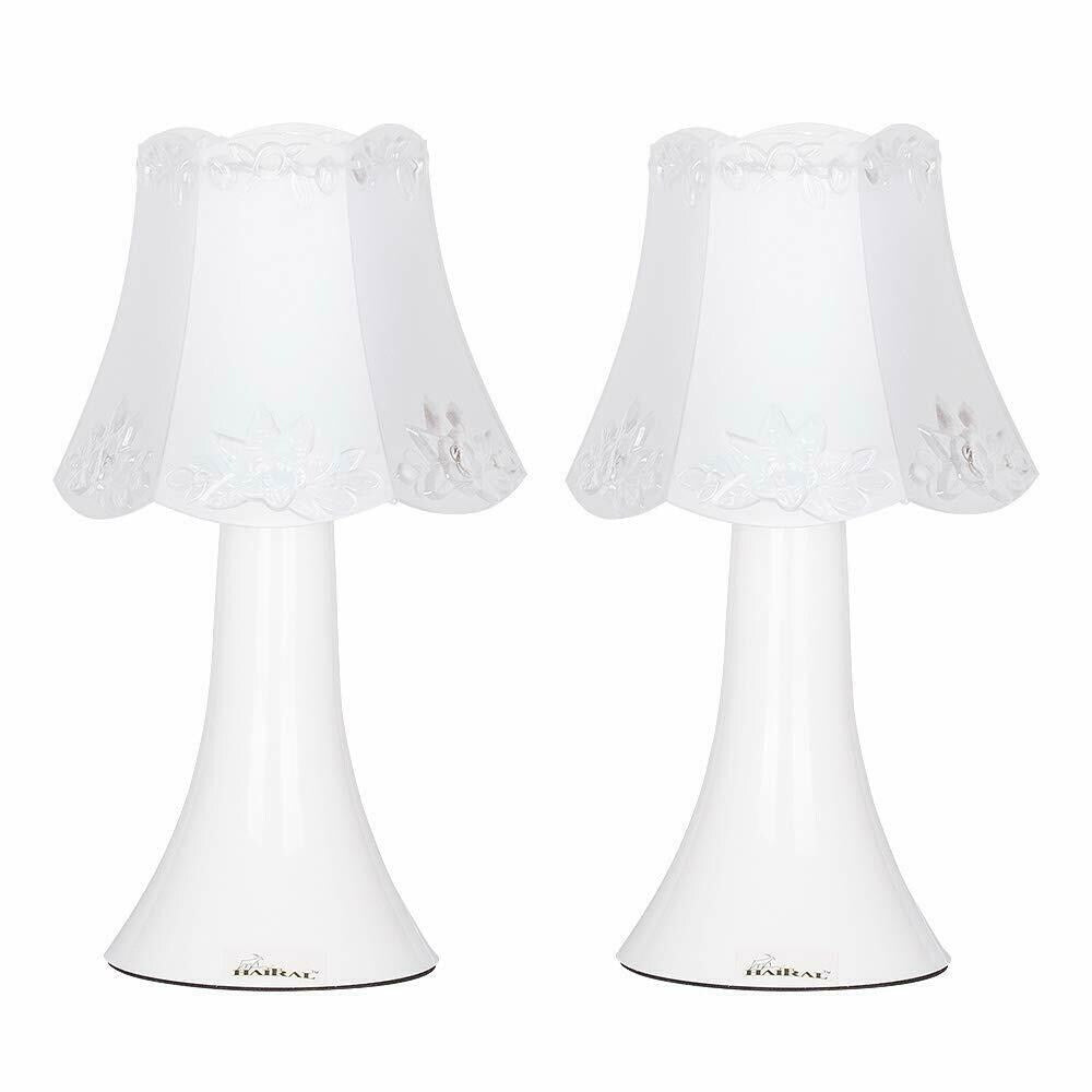 Modern Table Lamp Set of 2 with Acrylic Body, 11" High - White