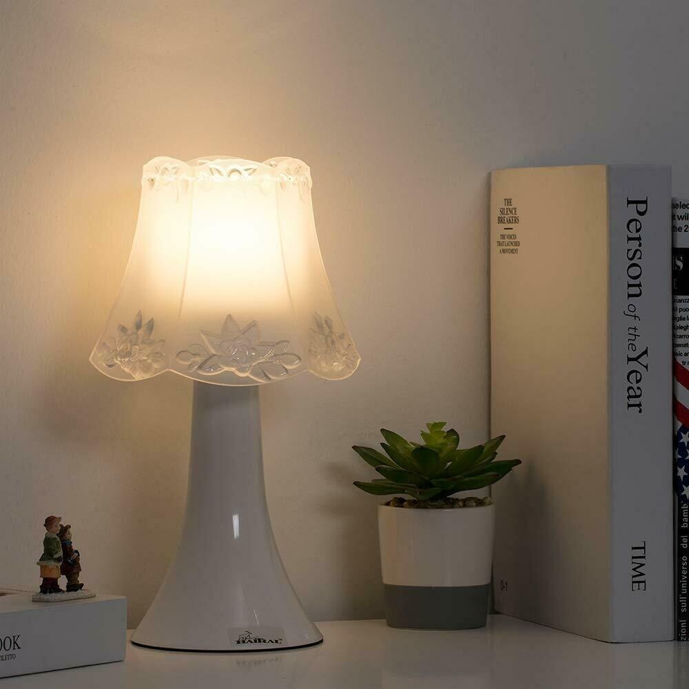 Modern Table Lamp Set of 2 with Acrylic Body, 11" High - White