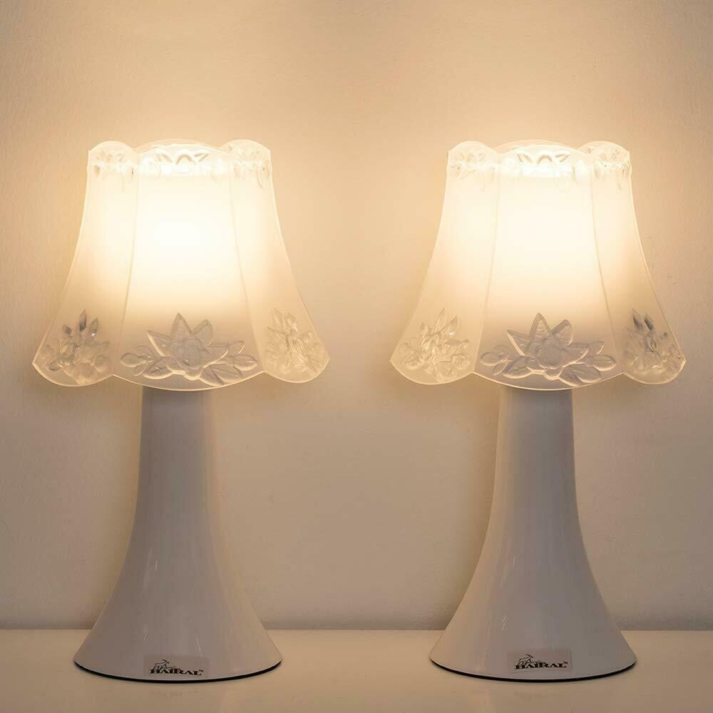 Modern Table Lamp Set of 2 with Acrylic Body, 11" High - White