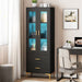 Tall Bookcase Bookshelf Storage Cabinet With Doors and LED Light