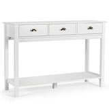 Modern Tall Entryway Table with 3 Drawers and 2 Tier Storage Shelves for Hallway and Living Room - 47" x 15.5" x 32" (L x W x H)