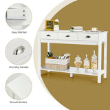 Modern Tall Entryway Table with 3 Drawers and 2 Tier Storage Shelves for Hallway and Living Room - 47" x 15.5" x 32" (L x W x H)