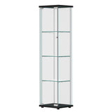 Modern Tempered Glass Bookshelf with Glass Doors Curio Display Cabinet