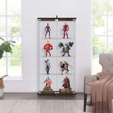 Modern Tempered Glass Bookshelf with Glass Doors Curio Display Cabinet