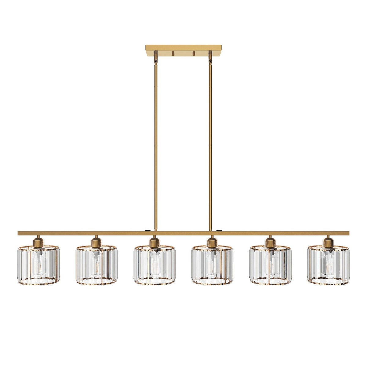 Modern Gold 6-Light Textured Glass Kitchen Island Pendant Lighting Fixture
