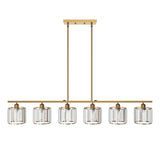 Modern Gold 6-Light Textured Glass Kitchen Island Pendant Lighting Fixture
