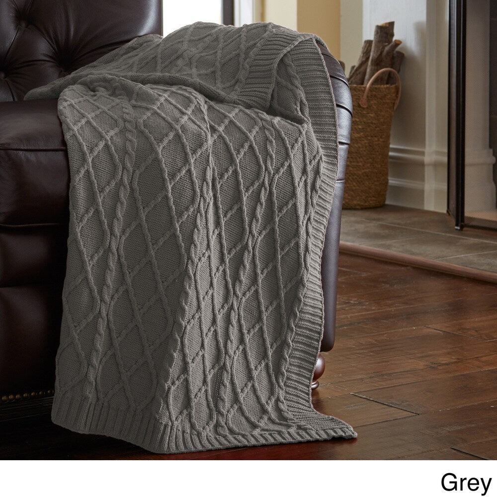 Modern Threads Oversized Cable-knit Cotton Throw Blanket (50 x 70)