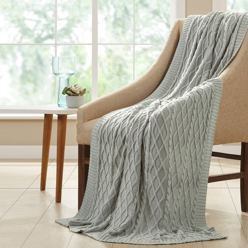 Modern Threads Oversized Cable-knit Cotton Throw Blanket (50 x 70)