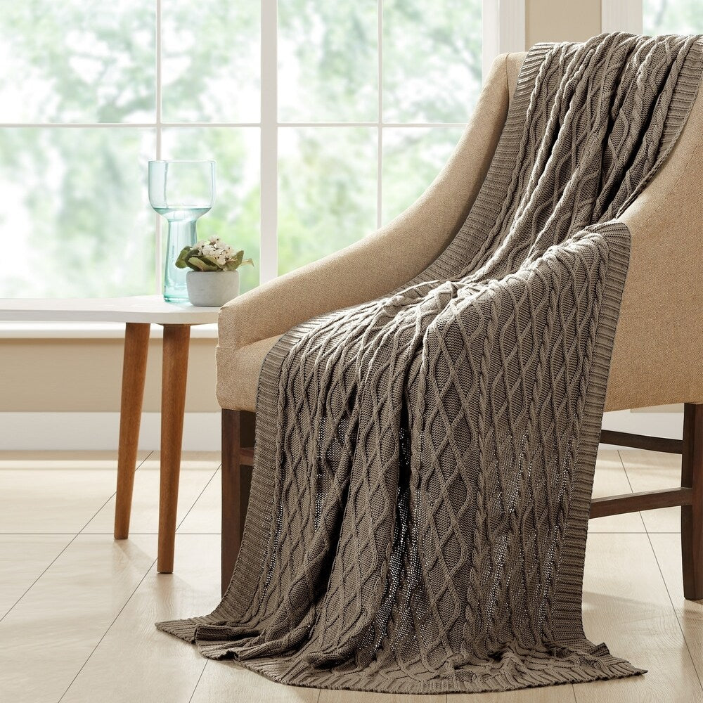 Modern Threads Oversized Cable-knit Cotton Throw Blanket (50 x 70)