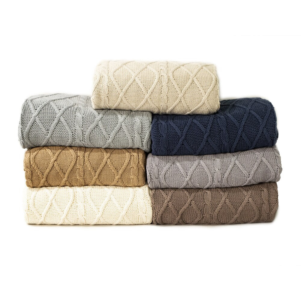 Modern Threads Oversized Cable-knit Cotton Throw Blanket (50 x 70)