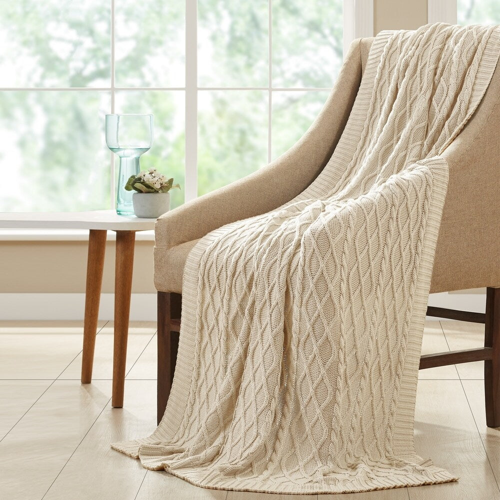 Modern Threads Oversized Cable-knit Cotton Throw Blanket (50 x 70)