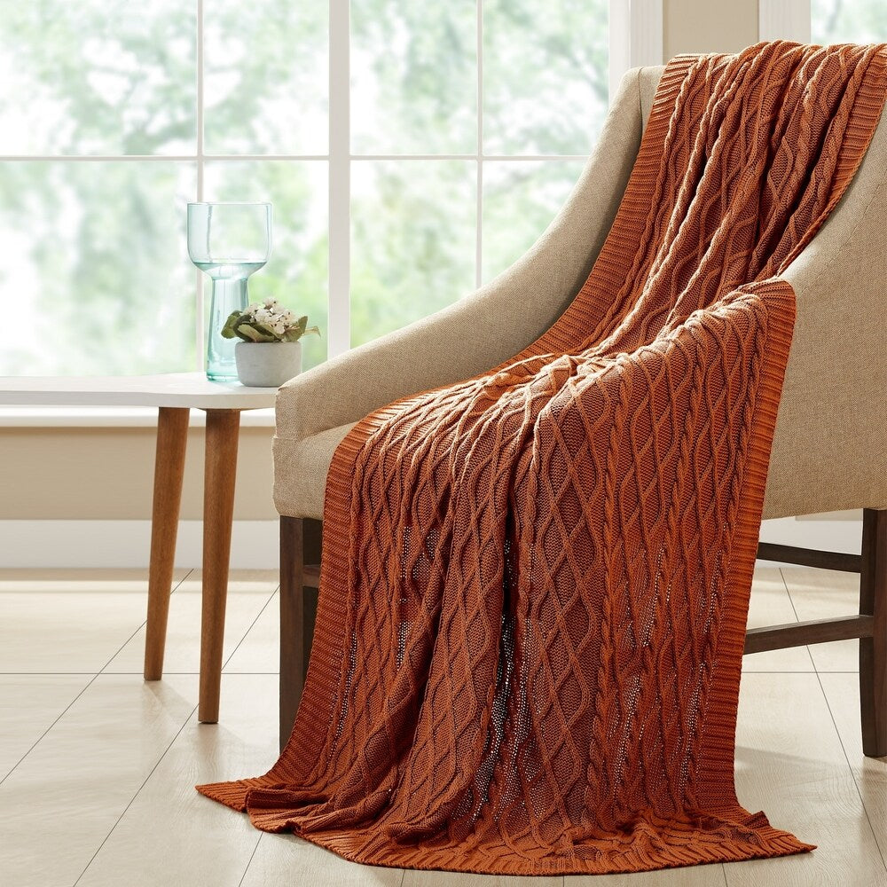 Modern Threads Oversized Cable-knit Cotton Throw Blanket (50 x 70)