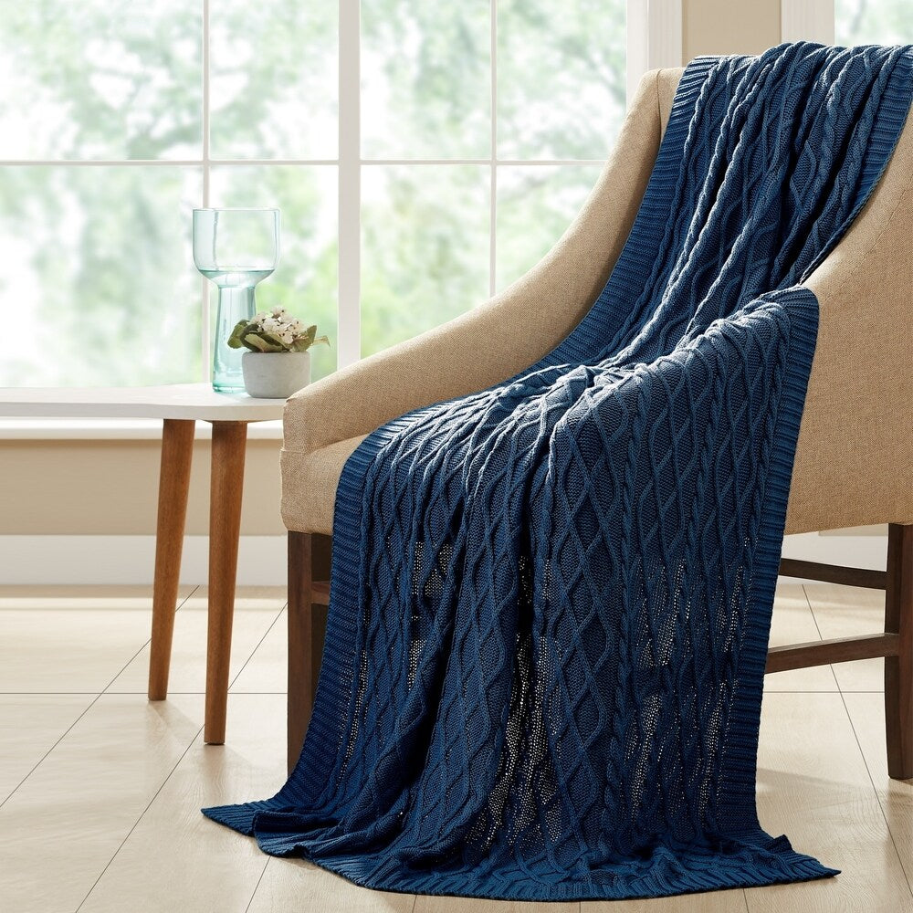 Modern Threads Oversized Cable-knit Cotton Throw Blanket (50 x 70)