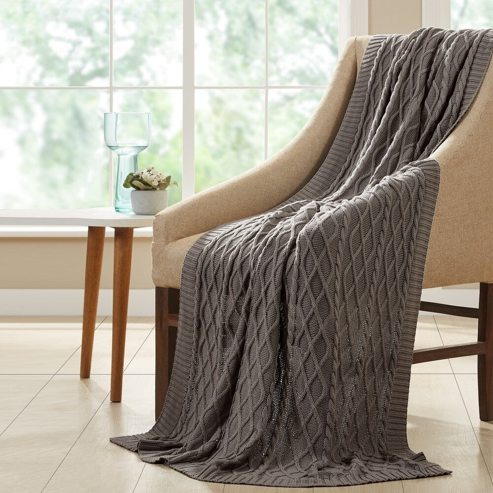 Modern Threads Oversized Cable-knit Cotton Throw Blanket (50 x 70)
