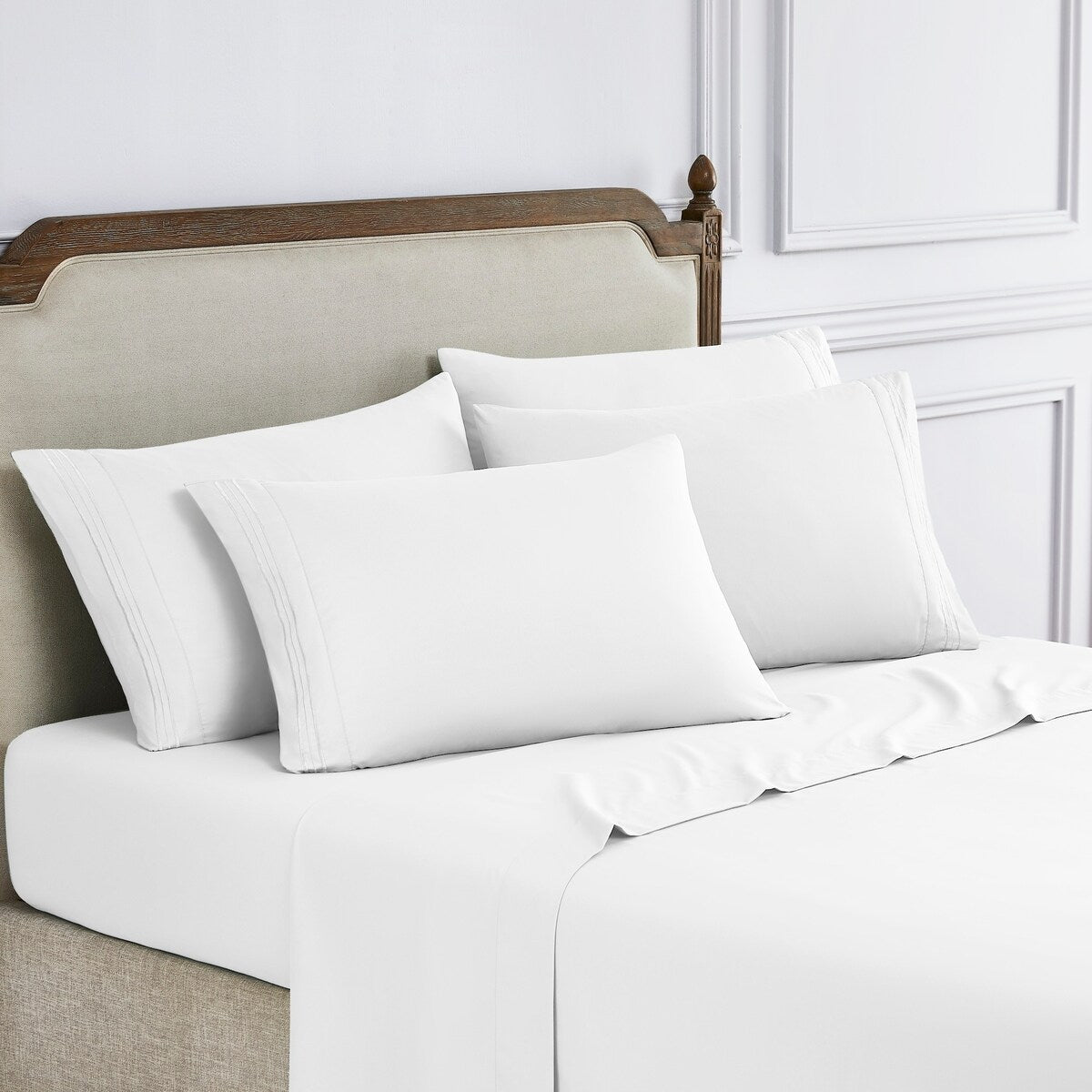 Modern Threads 6-Piece Bed Sheet Set - Ultra Soft Brushed Microfiber, Deep Pocket, Cool & Breathable, Fits 21" Mattress