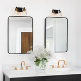 Modern 2-Light Black Gold Bathroom Vanity Light Clear Cone Glass Wall Sconces