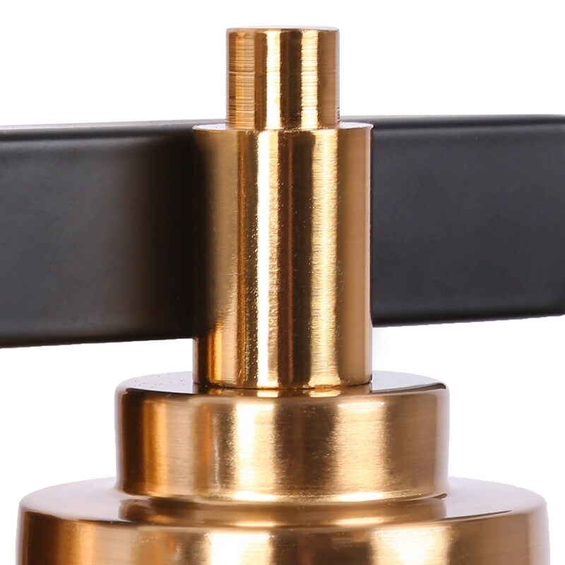 Modern 2-Light Black Gold Bathroom Vanity Light Clear Cone Glass Wall Sconces
