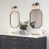 Modern 2-Light Black Gold Bathroom Vanity Light Clear Cone Glass Wall Sconces