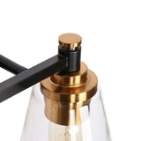 Modern 2-Light Black Gold Bathroom Vanity Light Clear Cone Glass Wall Sconces