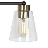 Modern 2-Light Black Gold Bathroom Vanity Light Clear Cone Glass Wall Sconces