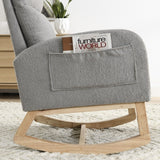 Modern Tufted Accent Rocking Chair, Upholstered Nursery Glider Rocker with High Backrest for Baby and Kids