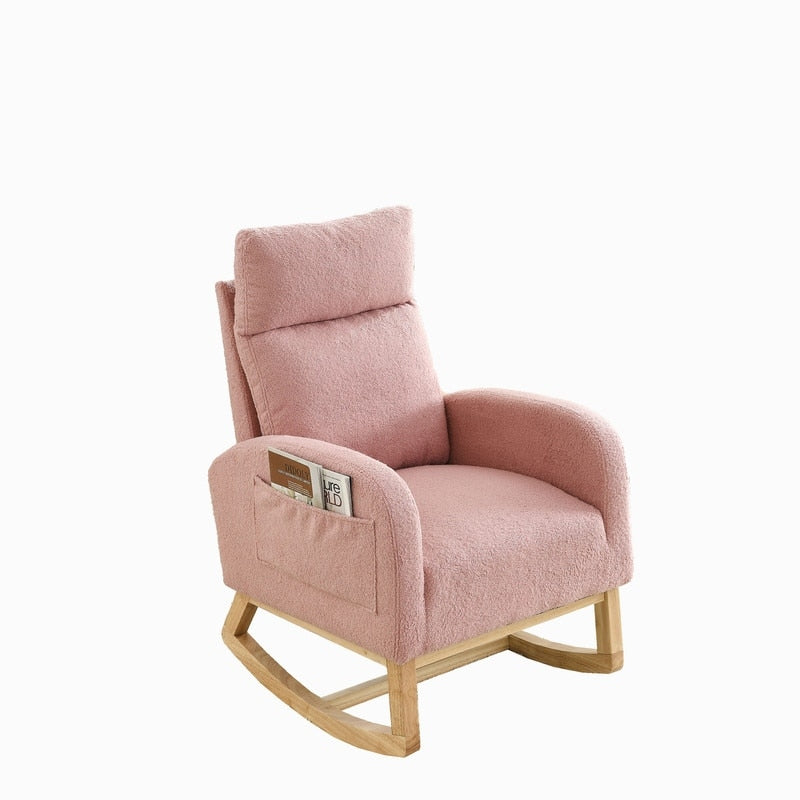 Modern Tufted Accent Rocking Chair, Upholstered Nursery Glider Rocker with High Backrest for Baby and Kids