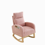Modern Tufted Accent Rocking Chair, Upholstered Nursery Glider Rocker with High Backrest for Baby and Kids
