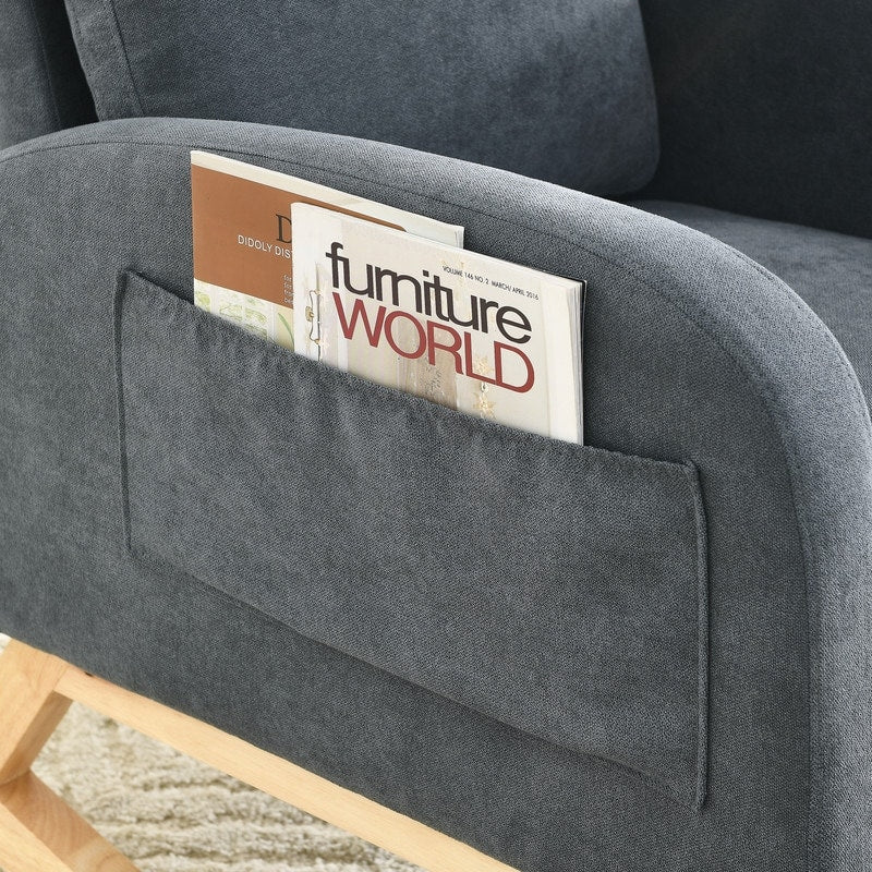 Modern Tufted Accent Rocking Chair, Upholstered Nursery Glider Rocker with High Backrest for Baby and Kids