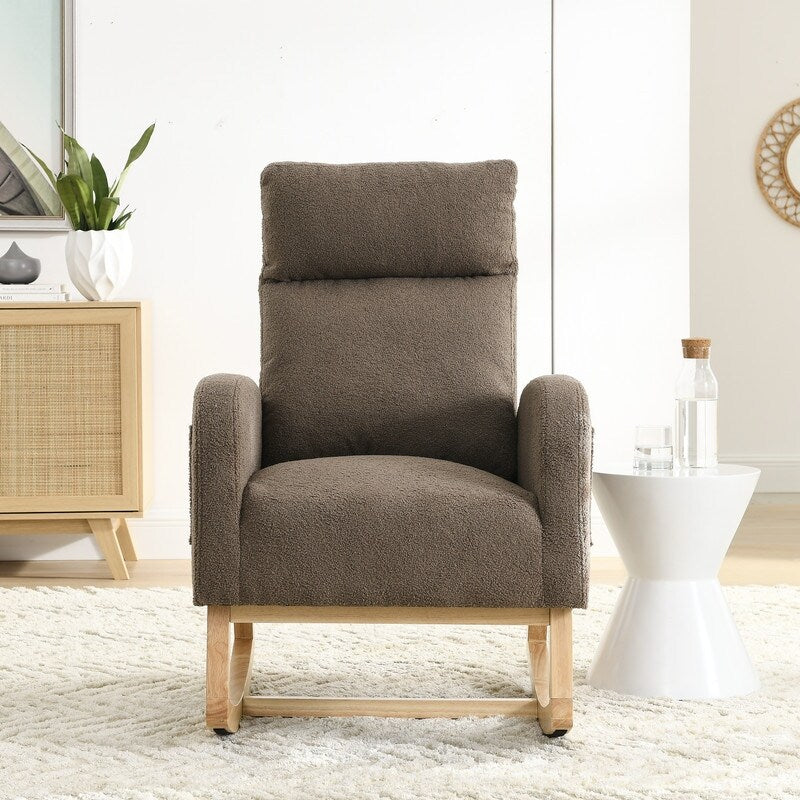 Modern Tufted Accent Rocking Chair, Upholstered Nursery Glider Rocker with High Backrest for Baby and Kids