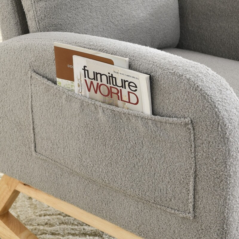 Modern Tufted Accent Rocking Chair, Upholstered Nursery Glider Rocker with High Backrest for Baby and Kids